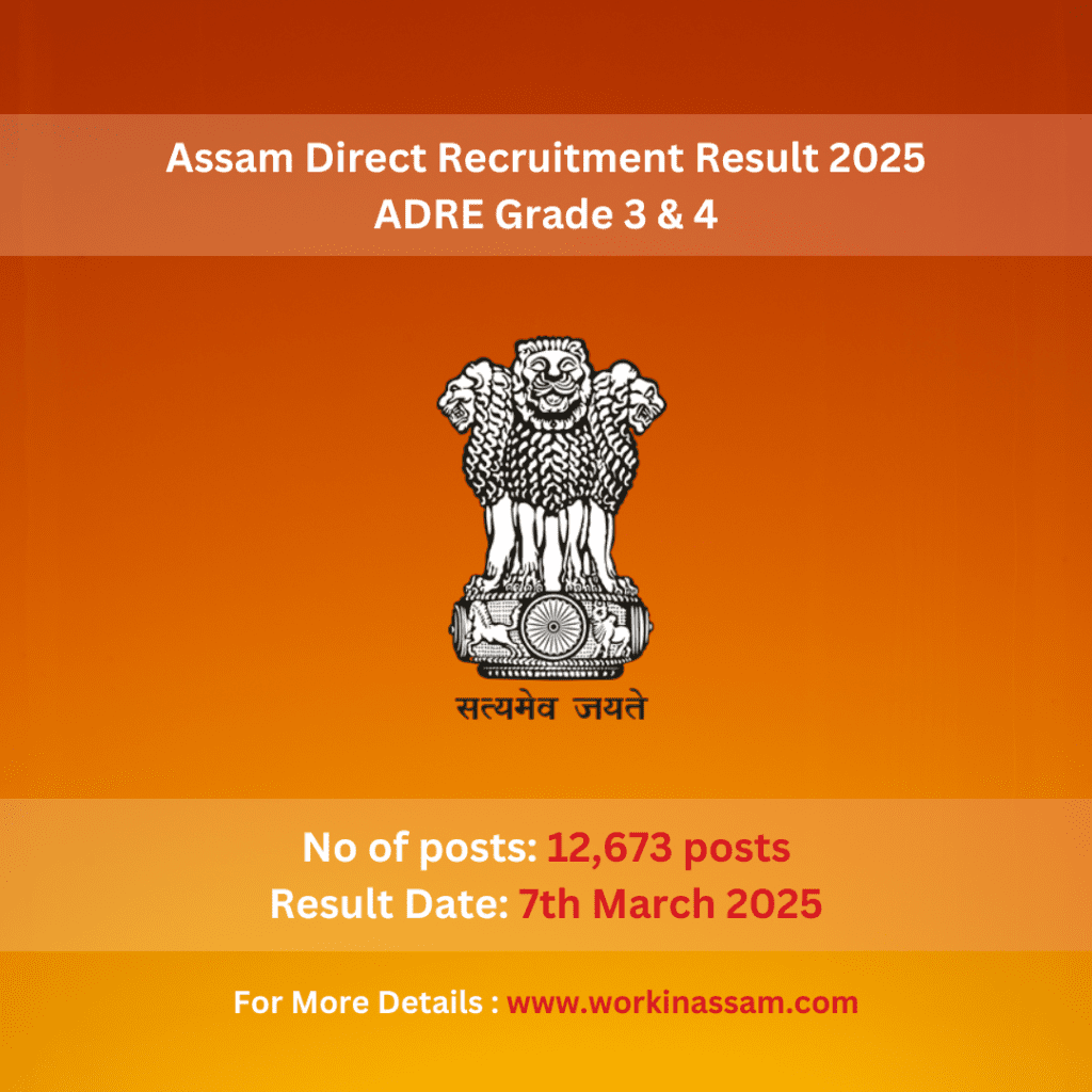 Assam Direct Recruitment Result 2025 – ADRE Grade 3 & 4