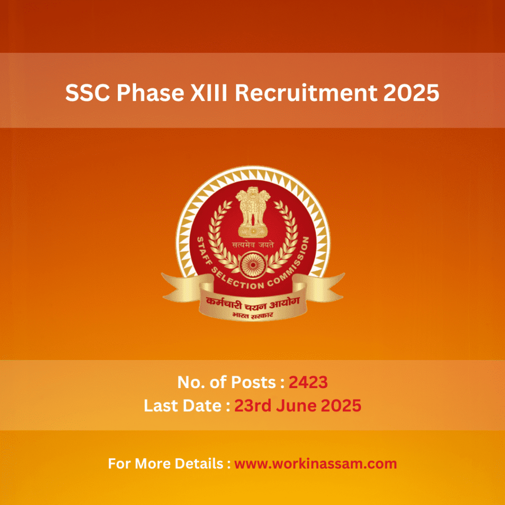SSC Phase XIII Recruitment 2025 – 2423 Posts