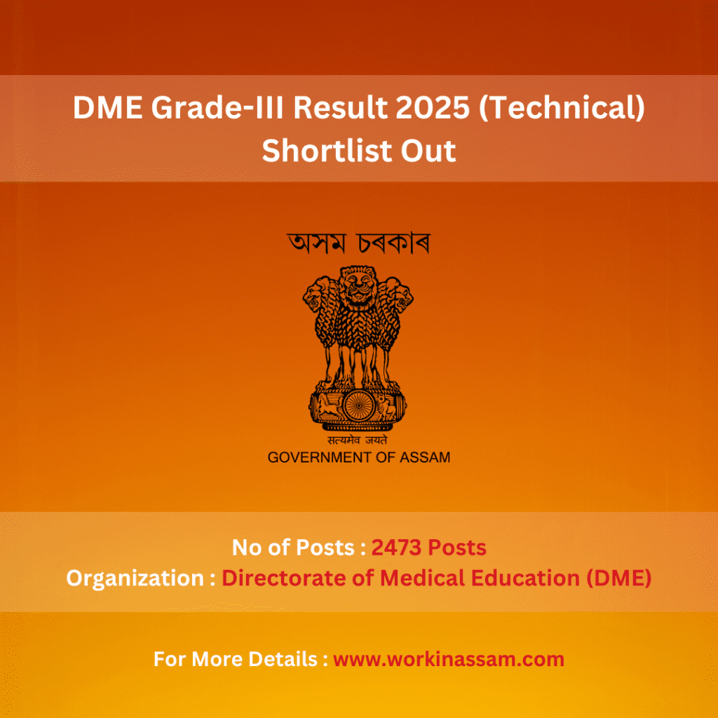 DME Grade-III Result 2025 (Technical) – Shortlist Out