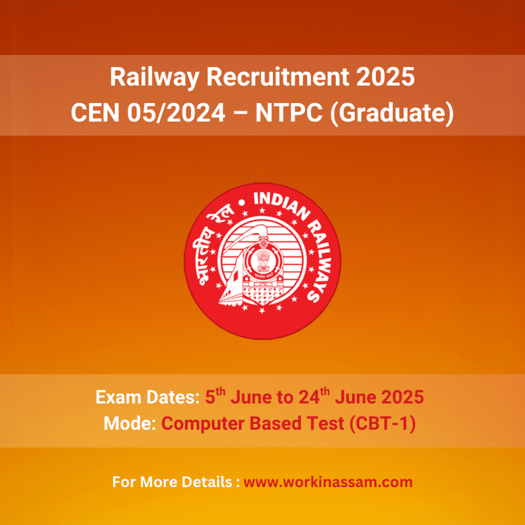Railway Recruitment 2025 : CEN 05/2024 – NTPC (Graduate)