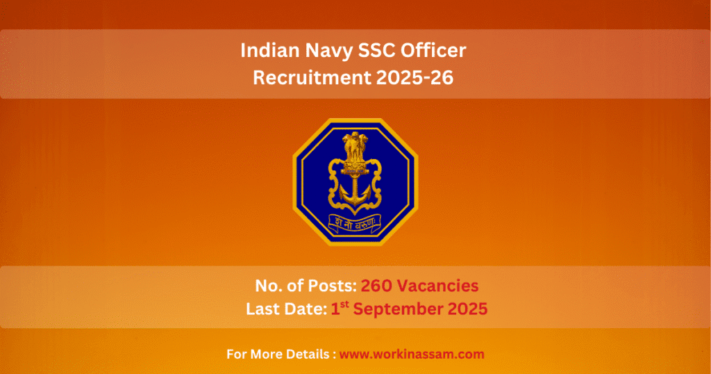Indian Navy SSC Officer Recruitment 2025-26 : 260 Posts
